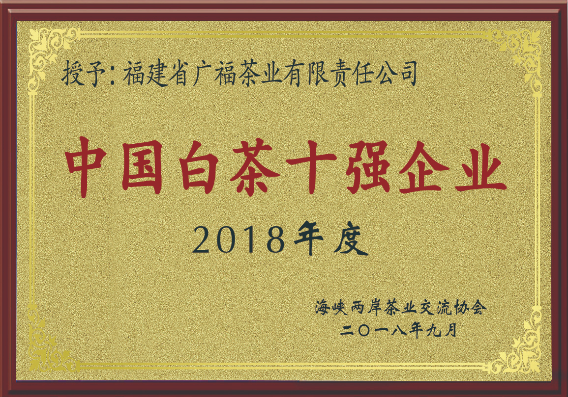 2018年度中国白茶十强企业